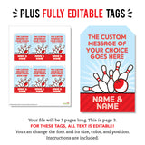 Bowling Party Favor Tags for Twins (EDITABLE INSTANT DOWNLOAD)