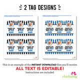 Blue Sports Party Favor Tags (EDITABLE INSTANT DOWNLOAD)