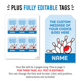 Blue Bowling Party Favor Tags (EDITABLE INSTANT DOWNLOAD)