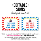 Carnival Party Signs (EDITABLE INSTANT DOWNLOAD)