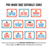 Carnival Party Signs (EDITABLE INSTANT DOWNLOAD)