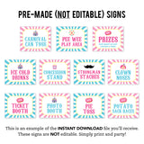 Pink Carnival Party Signs (EDITABLE INSTANT DOWNLOAD)