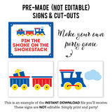 Train Party Signs (EDITABLE INSTANT DOWNLOAD)