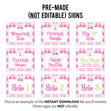 Pink Golf Party Signs (EDITABLE INSTANT DOWNLOAD)