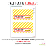 School Bus Party Treat Bag Labels (EDITABLE INSTANT DOWNLOAD)