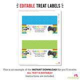 Video Game Party Treat Bag Labels (EDITABLE INSTANT DOWNLOAD)