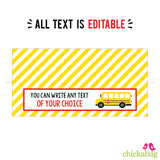 School Bus Party Treat Bag Labels (EDITABLE INSTANT DOWNLOAD)