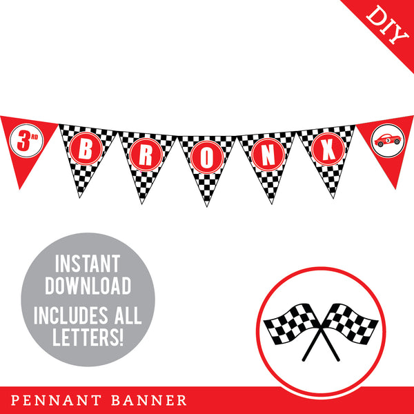 Race Car Party Banner (INSTANT DOWNLOAD)