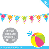 Pink Pool Party Banner (INSTANT DOWNLOAD)