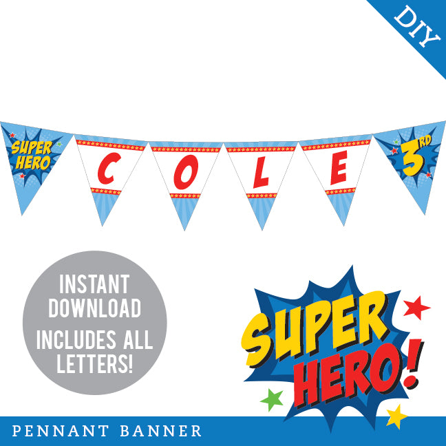 Superhero Party Banner (INSTANT DOWNLOAD)