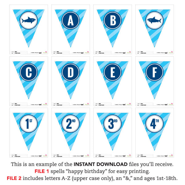 Shark Party Banner (INSTANT DOWNLOAD)