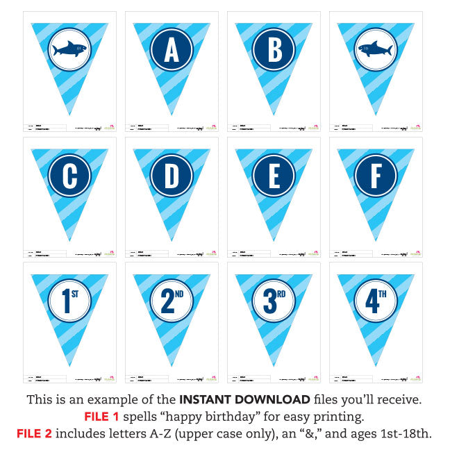 Shark Party Banner (INSTANT DOWNLOAD)