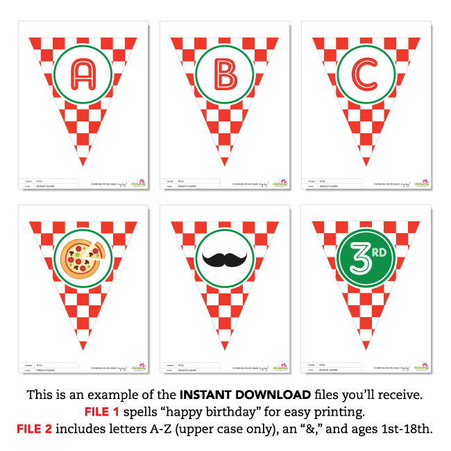 Pizza Party Banner (INSTANT DOWNLOAD)