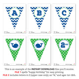 Whale Party Pennant Banner (INSTANT DOWNLOAD)