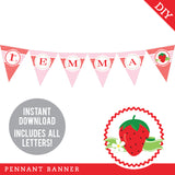 Strawberry Party Banner (INSTANT DOWNLOAD)