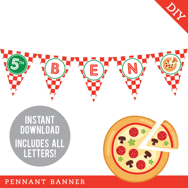 Pizza Party Banner (INSTANT DOWNLOAD) – Chickabug pizza-party-banner-instant-download-chickabug