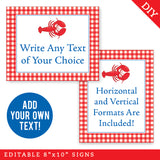 Lobster Party Signs (EDITABLE INSTANT DOWNLOAD)