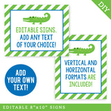 Alligator Birthday Party Signs (EDITABLE INSTANT DOWNLOAD)