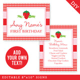 Strawberry Party Signs (EDITABLE INSTANT DOWNLOAD)