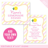 Pink Lemonade Party Signs (EDITABLE INSTANT DOWNLOAD)