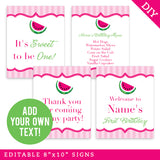 Pink Watermelon Party Signs (EDITABLE INSTANT DOWNLOAD)
