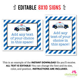 Police Party Signs (EDITABLE INSTANT DOWNLOAD)