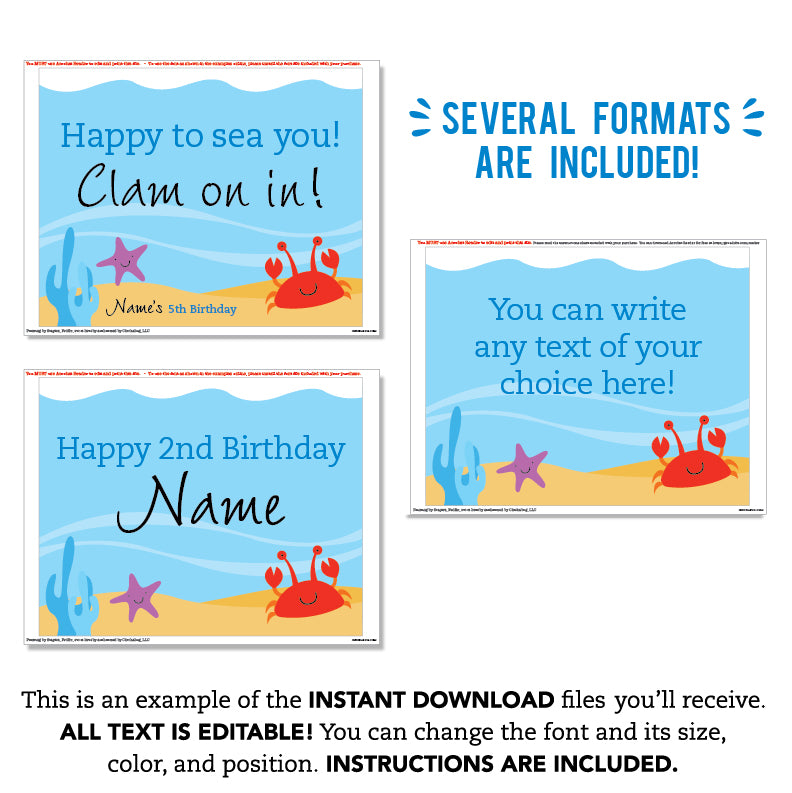 Under the Sea Party Signs (EDITABLE INSTANT DOWNLOAD)