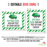 Garbage Truck Party Signs (EDITABLE INSTANT DOWNLOAD)