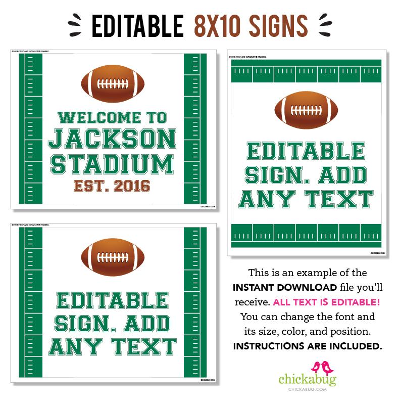 Football Party Signs (EDITABLE INSTANT DOWNLOAD)