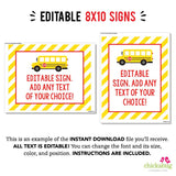School Bus Party Signs (EDITABLE INSTANT DOWNLOAD)
