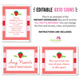 Strawberry Party Signs (EDITABLE INSTANT DOWNLOAD)