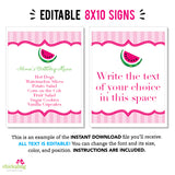 Pink Watermelon Party Signs (EDITABLE INSTANT DOWNLOAD)