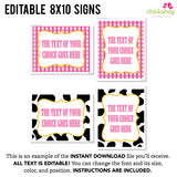 Pink Farm Party Signs (EDITABLE INSTANT DOWNLOAD)