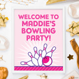 Pink Bowling Party Signs (EDITABLE INSTANT DOWNLOAD)