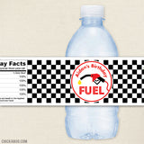 Race Car "Fuel" Birthday Party Water Labels