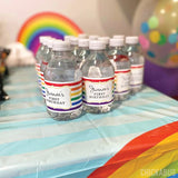 Rainbow Birthday Party Water Labels