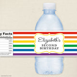 Rainbow Birthday Party Water Labels