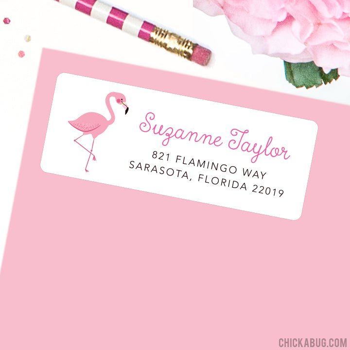 Personalized Pink Flamingo Return Address Labels – Chickabug