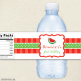 Red Watermelon Birthday Party Water Labels