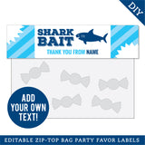 Shark Party Treat Bag Labels (EDITABLE INSTANT DOWNLOAD)