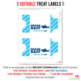 Shark Party Treat Bag Labels (EDITABLE INSTANT DOWNLOAD)