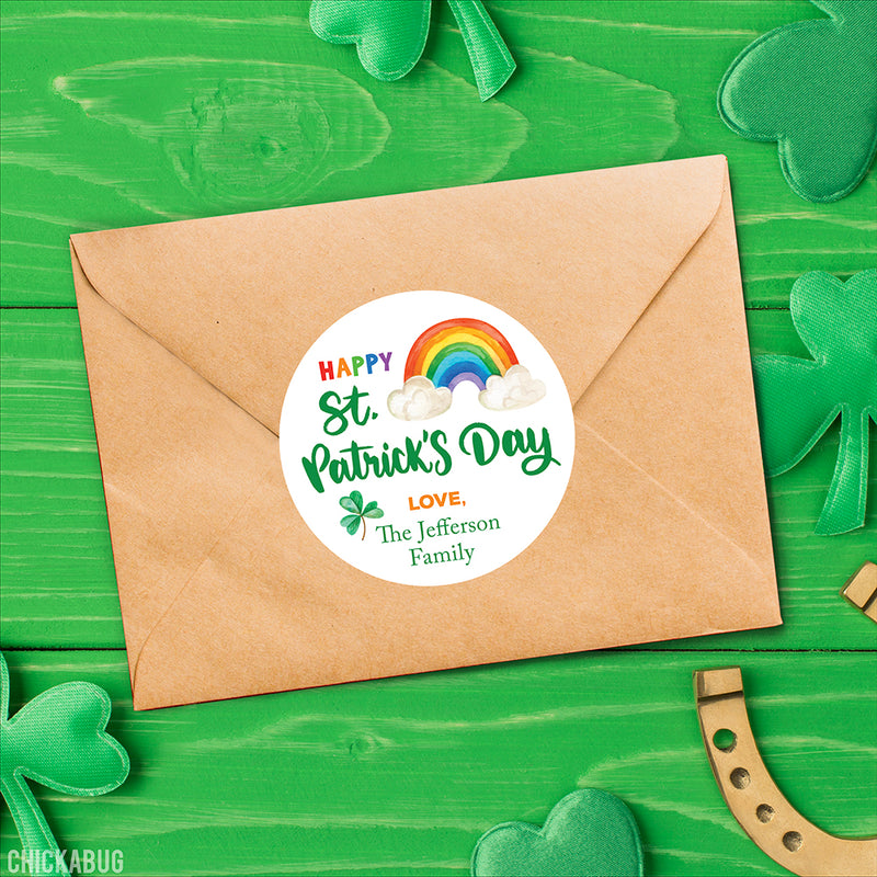 Rainbow and Shamrock St. Patrick's Day Stickers
