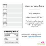 Superhero Birthday Party Water Labels