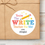 "The WRITE Teacher For Me" Teacher Appreciation Stickers