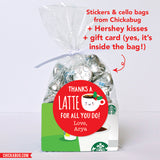 "Thanks a Latte" Christmas Appreciation Stickers