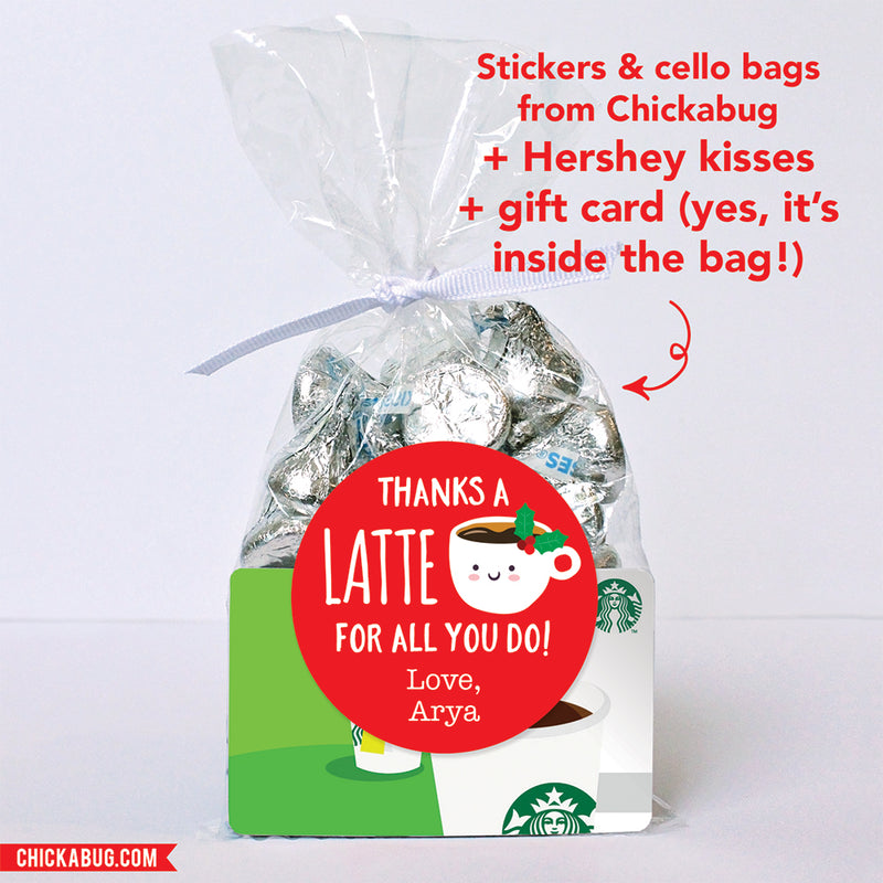 "Thanks a Latte" Christmas Appreciation Stickers