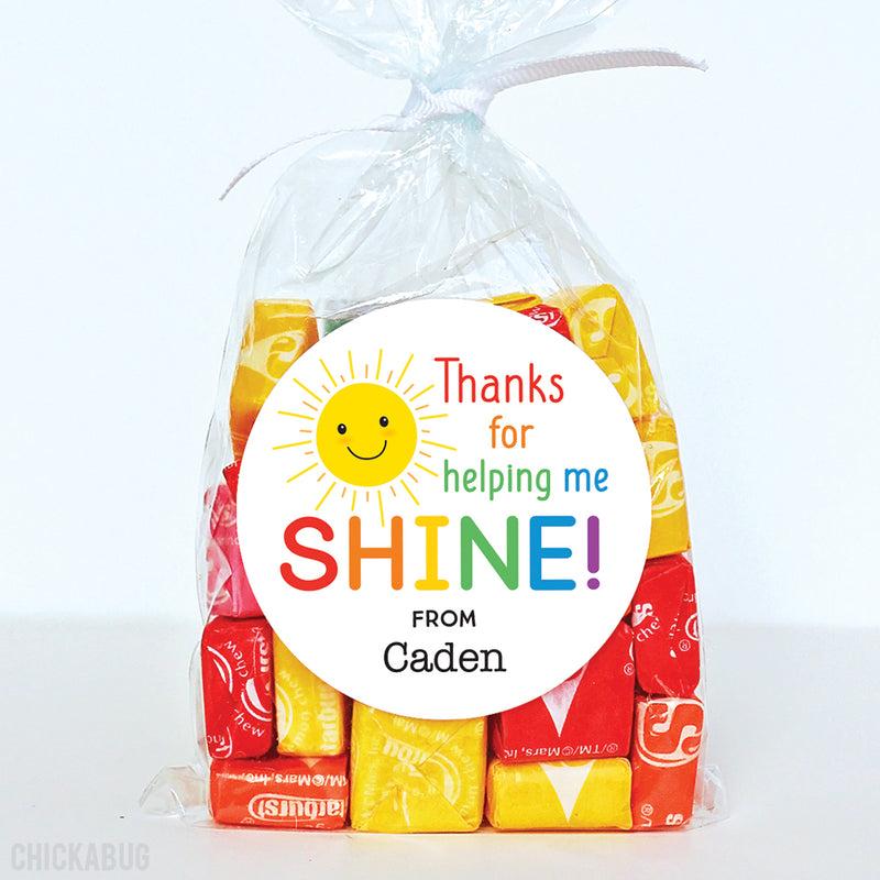 "Thanks for Helping Me Shine" Teacher Appreciation Stickers