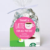Pink "Thanks a Latte" Appreciation Stickers
