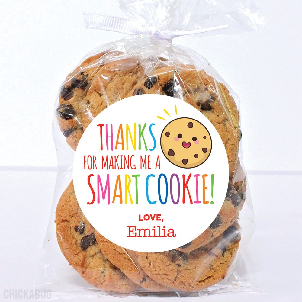 personalized-smart-cookie-teacher-appreciation-stickers-chickabug for Thank You For Making Me One Smart Cookie Free Printable Personalized