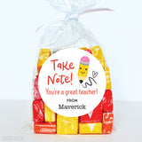 Pencil "Take Note!" Teacher Appreciation Stickers